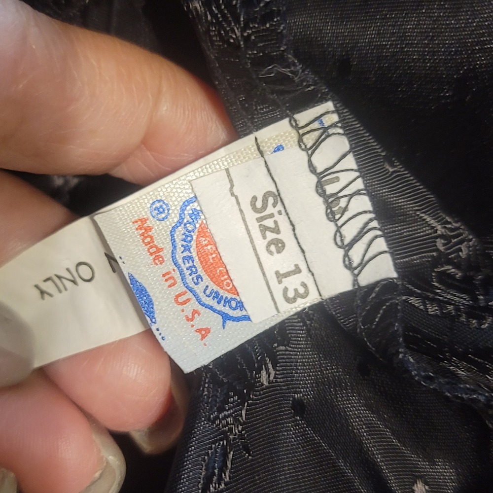 Vintage Christie Evan Ltd Black Floral Jacquard Satin Ribbon Midi Skirt Sz 13‎ - Picture 7 of 9